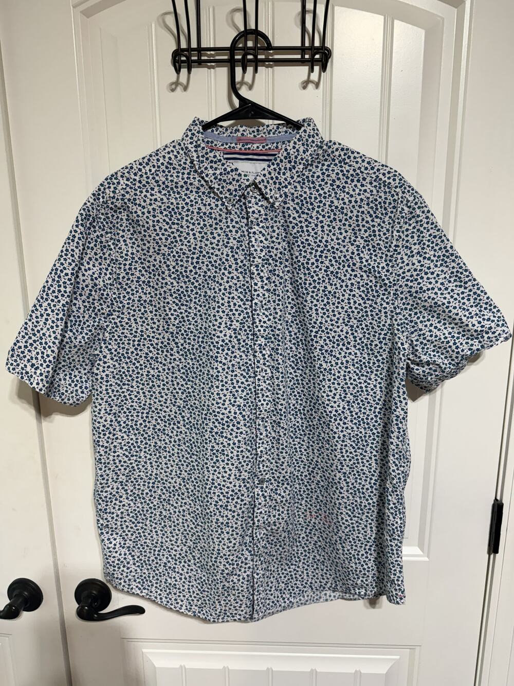 Denim & Flower Ricky Singh Men's XL Short Sleeve Floral Button Up Shirt Blue
